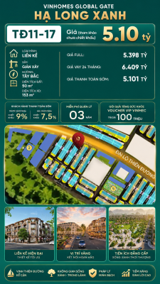Liền Kề TĐ11-17 Vinhomes Global Gate Hạ Long Xanh 5.1 tỷ