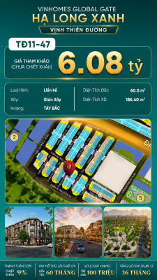 Liền Kề TĐ11-47 Vinhomes Global Gate Hạ Long Xanh 6.08 tỷ