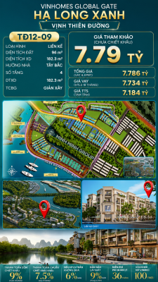 Liền Kề 4 Tầng TĐ12-09 Vinhomes Global Gate Hạ Long 7.79 tỷ