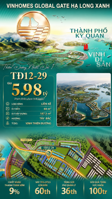 Liền Kề TĐ12-29 Vinhomes Global Gate Hạ Long Xanh 5.98 tỷ