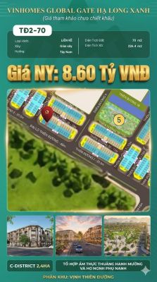 Liền Kề TĐ2-70 Vinhomes Global Gate Hạ Long Xanh 8.6 tỷ