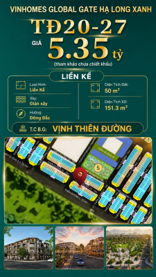 Liền Kề TĐ20-27 Vinhomes Global Gate Hạ Long Xanh 5.35 tỷ