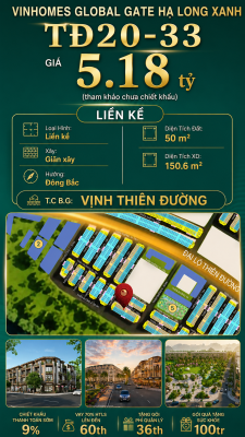 Liền Kề TĐ20-33 Vinhomes Global Gate Hạ Long Xanh 5.18 tỷ