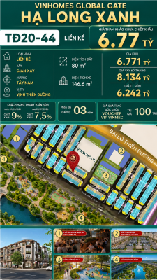 Liền Kề TĐ20-44 Vinhomes Global Gate Hạ Long Xanh 6.77 tỷ