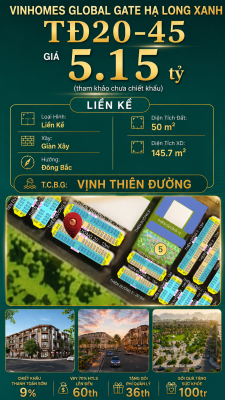 Liền Kề TĐ20-45 Vinhomes Global Gate Hạ Long Xanh 5.15 tỷ