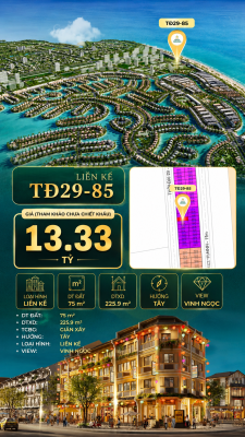 Nhà phố liền kề TĐ29-85 – View đẹp– Giá chỉ 13.33 tỷ
