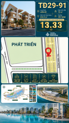 Nhà phố liền kề TĐ29-91 Diện tích 225.9m² – Giá chỉ 13.33 tỷ