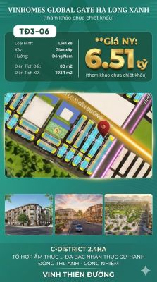 Liền Kề TĐ3-06 Vinhomes Global Gate Hạ Long Xanh 6.51 tỷ