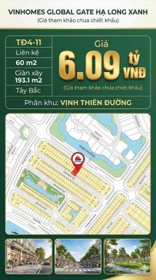 Liền Kề TĐ4-11 Vinhomes Global Gate Hạ Long Xanh 6.09 tỷ