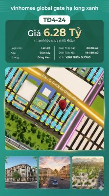 Liền Kề TĐ4-24 Vinhomes Global Gate Hạ Long Xanh 6.28 tỷ