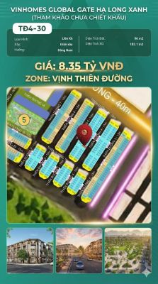 Liền Kề TĐ4-30 Vinhomes Global Gate Hạ Long Xanh 8.35 tỷ