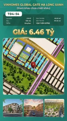 Liền Kề TĐ4-54 Vinhomes Global Gate Hạ Long Xanh 6.46 tỷ