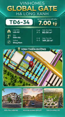 Liền Kề TĐ6-34 Vinhomes Global Gate Hạ Long Xanh 7 tỷ
