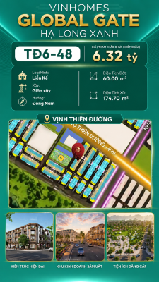 Liền Kề TĐ6-48 Vinhomes Global Gate Hạ Long Xanh 6.32 tỷ