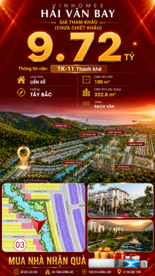 Nhà Liền Kề TK-11 Vinhomes Hải Vân Bay Giá 9,72 Tỷ