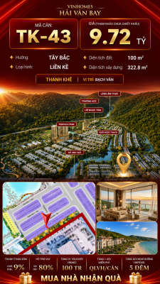 Nhà Liền Kề TK-43 Vinhomes Hải Vân Bay Giá 9,72 Tỷ