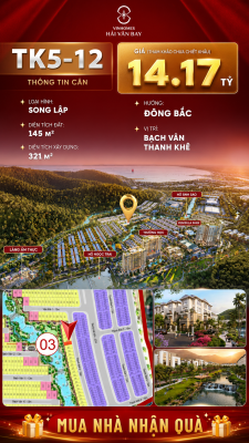 Biệt Thự Song Lập TK5-12 Vinhomes Hải Vân Bay Giá 14,17 Tỷ