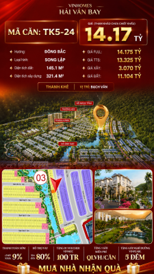 Biệt Thự Song Lập TK5-24 Vinhomes Hải Vân Bay Giá 14,17 Tỷ
