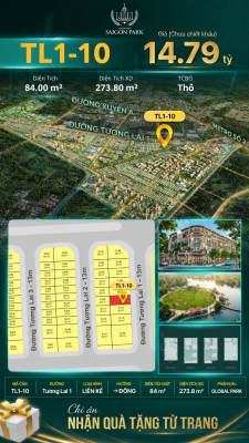 Nhà phố liền kề TL1-10 GLOBAL PARK Vinhomes Sài Gòn Park Giá 14.79 Tỷ