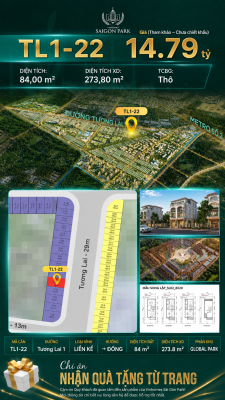 Nhà phố liền kề TL1-22 GLOBAL PARK Vinhomes Sài Gòn Park Giá 14.79 Tỷ