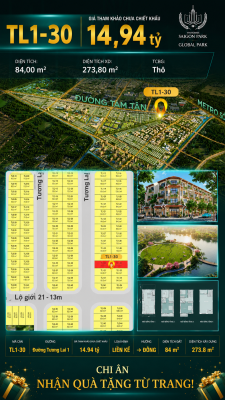 Nhà phố liền kề TL1-30 GLOBAL PARK Vinhomes Sài Gòn Park Giá 14.94 Tỷ