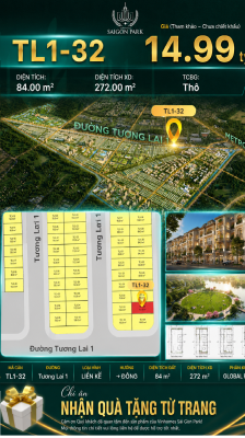 Nhà phố liền kề TL1-32 GLOBAL PARK Vinhomes Sài Gòn Park Giá 14.99 Tỷ