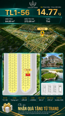 Nhà phố liền kề TL1-56 GLOBAL PARK Vinhomes Sài Gòn Park Giá 14.77 Tỷ