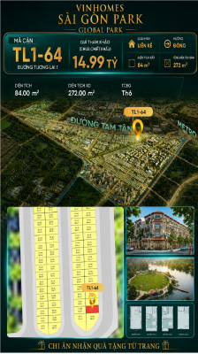 Nhà phố liền kề TL1-64 GLOBAL PARK Vinhomes Sài Gòn Park Giá 14.99 Tỷ