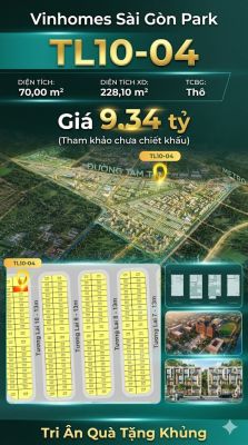 Nhà phố liền kề TL10-04 GLOBAL PARK Vinhomes Sài Gòn Park Giá 9.34 Tỷ