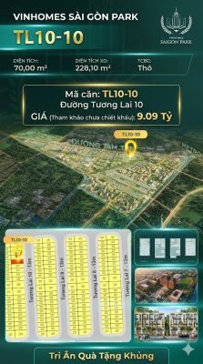 Nhà phố liền kề TL10-10 GLOBAL PARK Vinhomes Sài Gòn Park Giá 9.09 Tỷ