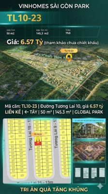 Nhà phố liền kề TL10-23 GLOBAL PARK Vinhomes Sài Gòn Park Giá 6.57 Tỷ