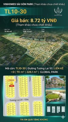Nhà phố liền kề TL10-30 GLOBAL PARK Vinhomes Sài Gòn Park Giá 8.72 Tỷ