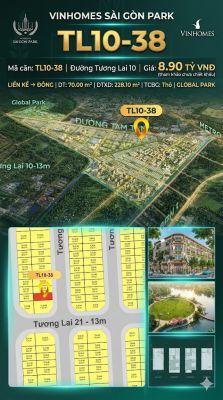 Nhà phố liền kề TL10-38 GLOBAL PARK Vinhomes Sài Gòn Park Giá 8.90 Tỷ