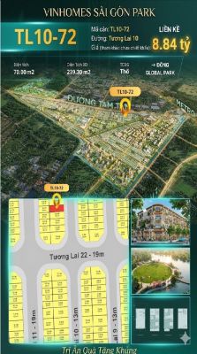 Nhà phố liền kề TL10-72 GLOBAL PARK Vinhomes Sài Gòn Park Giá 8.84 Tỷ