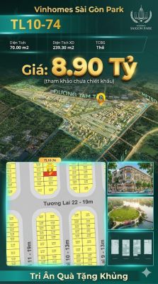 Nhà phố liền kề TL10-74 GLOBAL PARK Vinhomes Sài Gòn Park Giá 8.90 Tỷ