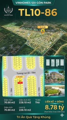 Nhà phố liền kề TL10-86 GLOBAL PARK Vinhomes Sài Gòn Park Giá 8.78 Tỷ