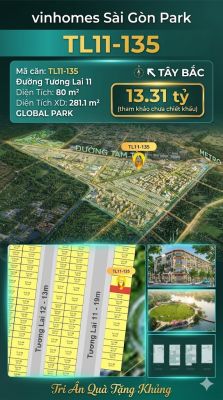 Nhà liền kề TL11-135 Global Park Vinhomes Sài Gòn Park Giá 13.31 Tỷ
