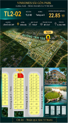 Nhà phố liền kề góc TL2-02 GLOBAL PARK Vinhomes Sài Gòn Park Giá 22.85 Tỷ