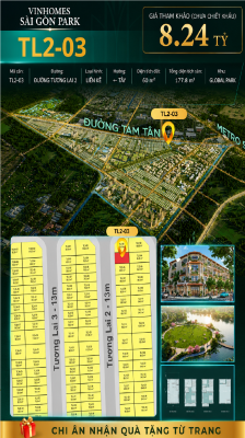Nhà phố liền kề TL2-03 GLOBAL PARK Vinhomes Sài Gòn Park Giá 8.24 Tỷ
