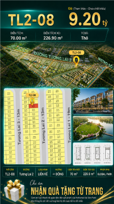 Nhà phố liền kề TL2-08 GLOBAL PARK Vinhomes Sài Gòn Park Giá 9.2 Tỷ