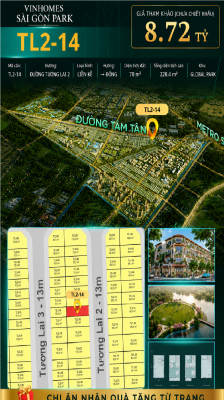 Nhà phố liền kề TL2-14 GLOBAL PARK Vinhomes Sài Gòn Park Giá 8.72 Tỷ
