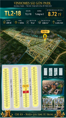 Nhà phố liền kề TL2-18 GLOBAL PARK Vinhomes Sài Gòn Park Giá 8.72 Tỷ