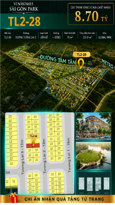 Nhà phố liền kề TL2-28 GLOBAL PARK Vinhomes Sài Gòn Park Giá 8.70 Tỷ