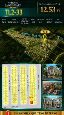 Nhà phố liền kề góc TL2-33 GLOBAL PARK Vinhomes Sài Gòn Park Giá 12.53 Tỷ