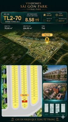 Nhà phố liền kề TL2-70 GLOBAL PARK Vinhomes Sài Gòn Park Giá 8.58 Tỷ