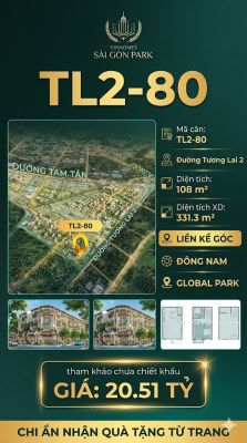 Nhà phố liền kề góc TL2-80 GLOBAL PARK Vinhomes Sài Gòn Park Giá 20.51 Tỷ