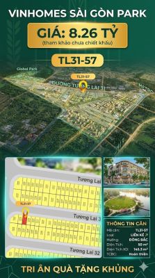 Nhà liền kề TL31-57 Global Park Vinhomes Sài Gòn Park Giá 8.62 Tỷ