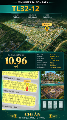 Nhà liền kề TL32-12 Global Park Vinhomes Sài Gòn Park Giá 10.96 Tỷ