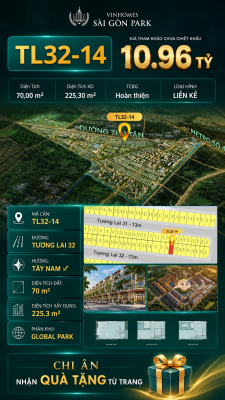 Nhà liền kề TL32-14 Global Park Vinhomes Sài Gòn Park Giá 10.96 Tỷ
