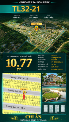 Nhà liền kề TL32-21 Global Park Vinhomes Sài Gòn Park Giá 10.77 Tỷ